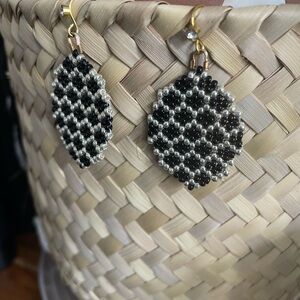 Holiday black and gold earrings